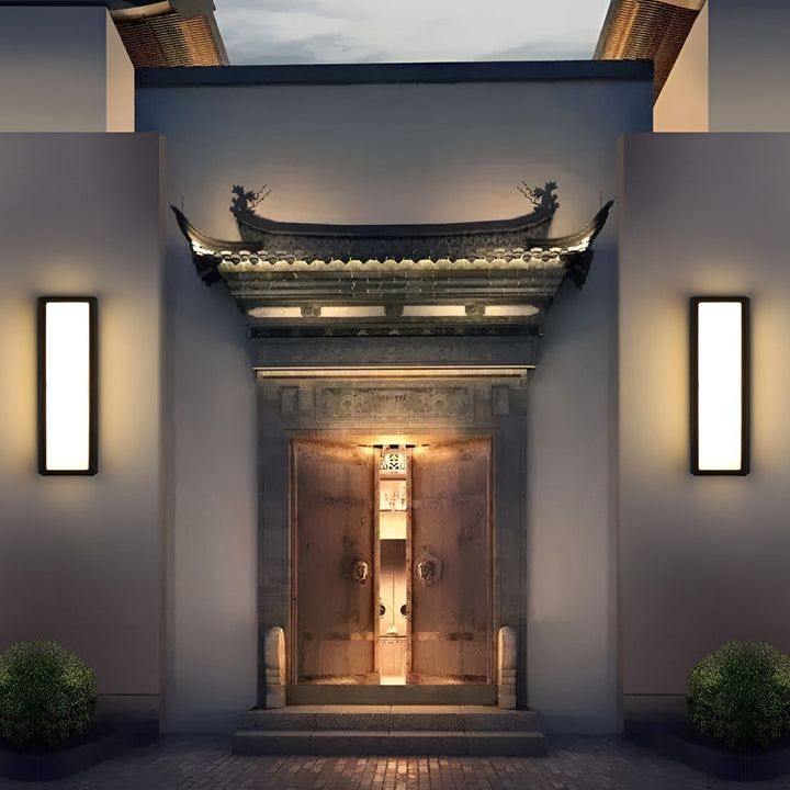 Rectangle LED Waterproof Motion Sensor Black Modern Wall Sconce Lighting | Kalsten