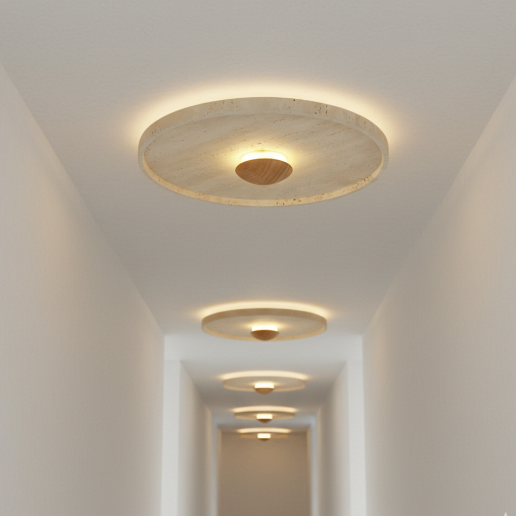 TerraGlow Natural Travertine Flush Mount