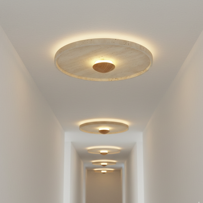 TerraGlow Natural Travertine Flush Mount