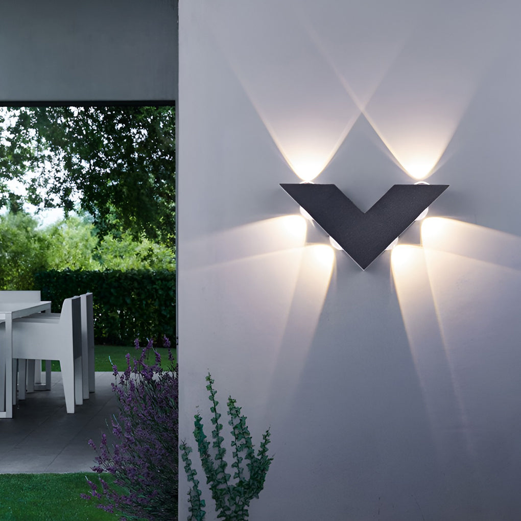V-shaped Waterproof LED Black Modern Outdoor Wall Lamp Wall Washer Light | Kalsten