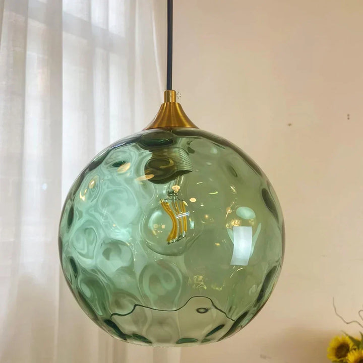 Pendant Light Ripple Glass 7.9 in Sphere Adjustable Dining Room Kitchen Hanging Ceiling Lamp Modern Nordic Minimalist Fixture | Kalsten