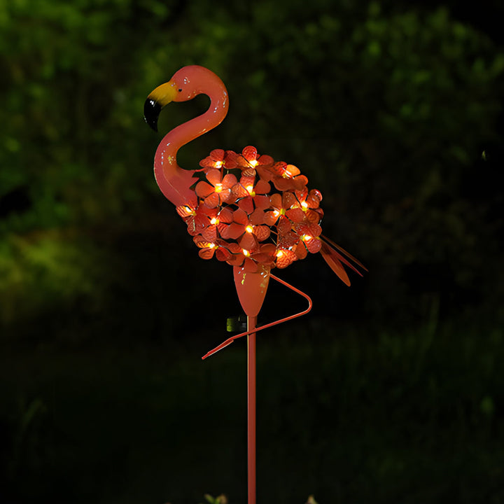 Metal Flamingo Solar Stake LED Lights Pink Outdoor Pathway Lamp - 2-Pack | Kalsten