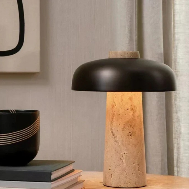Luxury Travertine LED Table Lamp | Kalsten