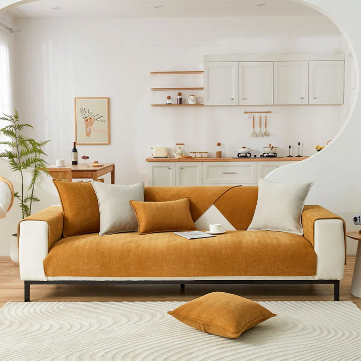 Kalsten | Wavy Check Chenille Fabric Furniture Protector Sofa Cover