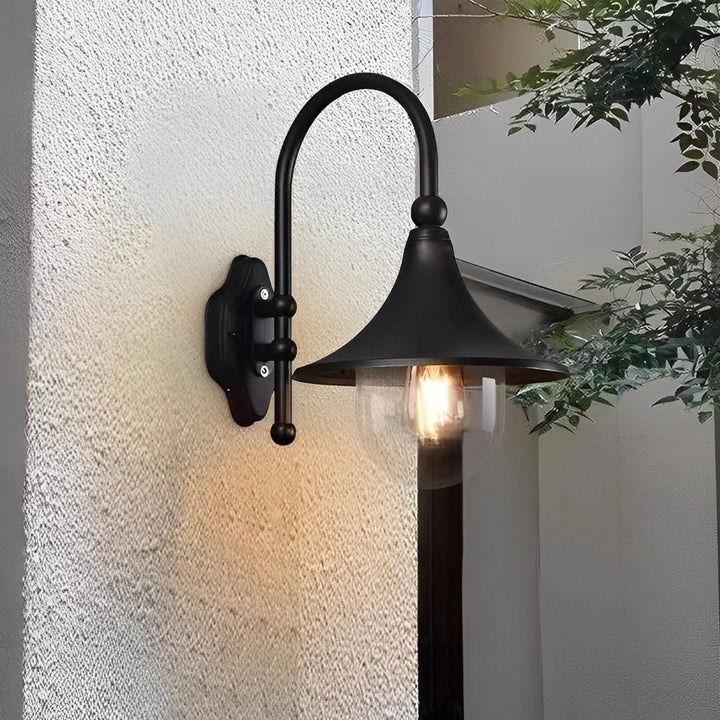 Creative Trumpet Shaped Waterproof LED Black Vintage Outdoor Wall Lamp | Kalsten