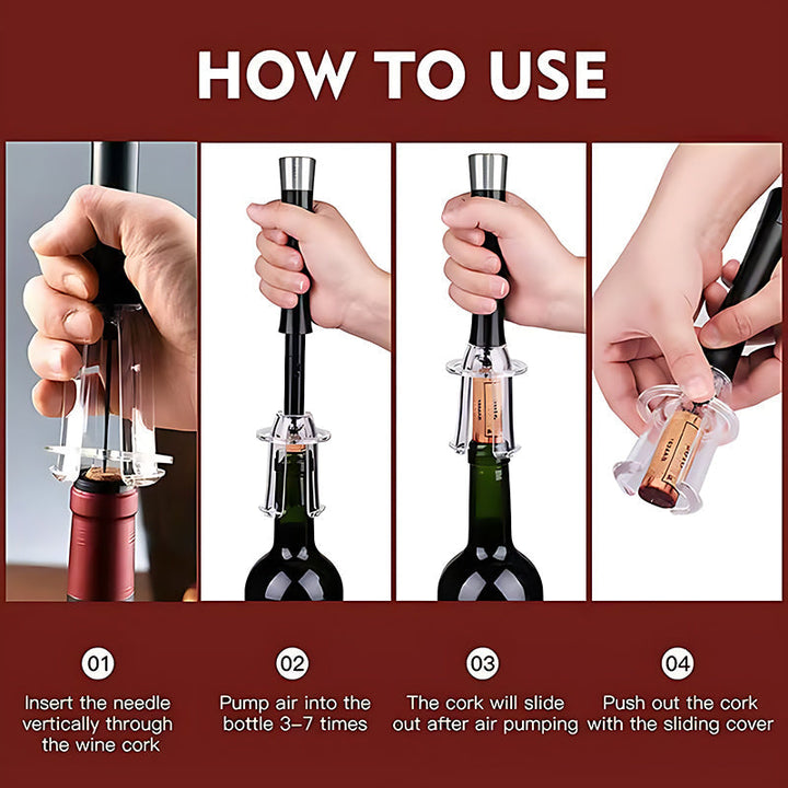 Air Pump Corkscrew Wine Opener Set