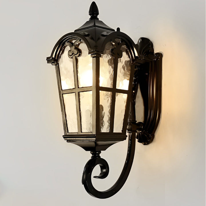 Vintage Glass Waterproof Black European-style Outdoor Wall Lamp Exterior Lights | Kalsten