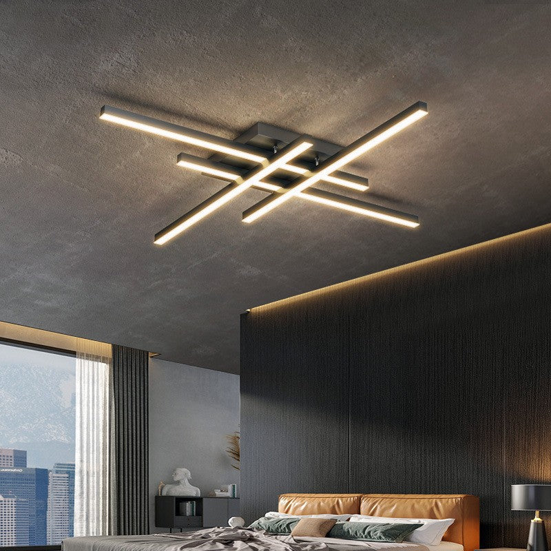Modern Linear 4-Head LED Ceiling Light (Dimmable, White or Black)