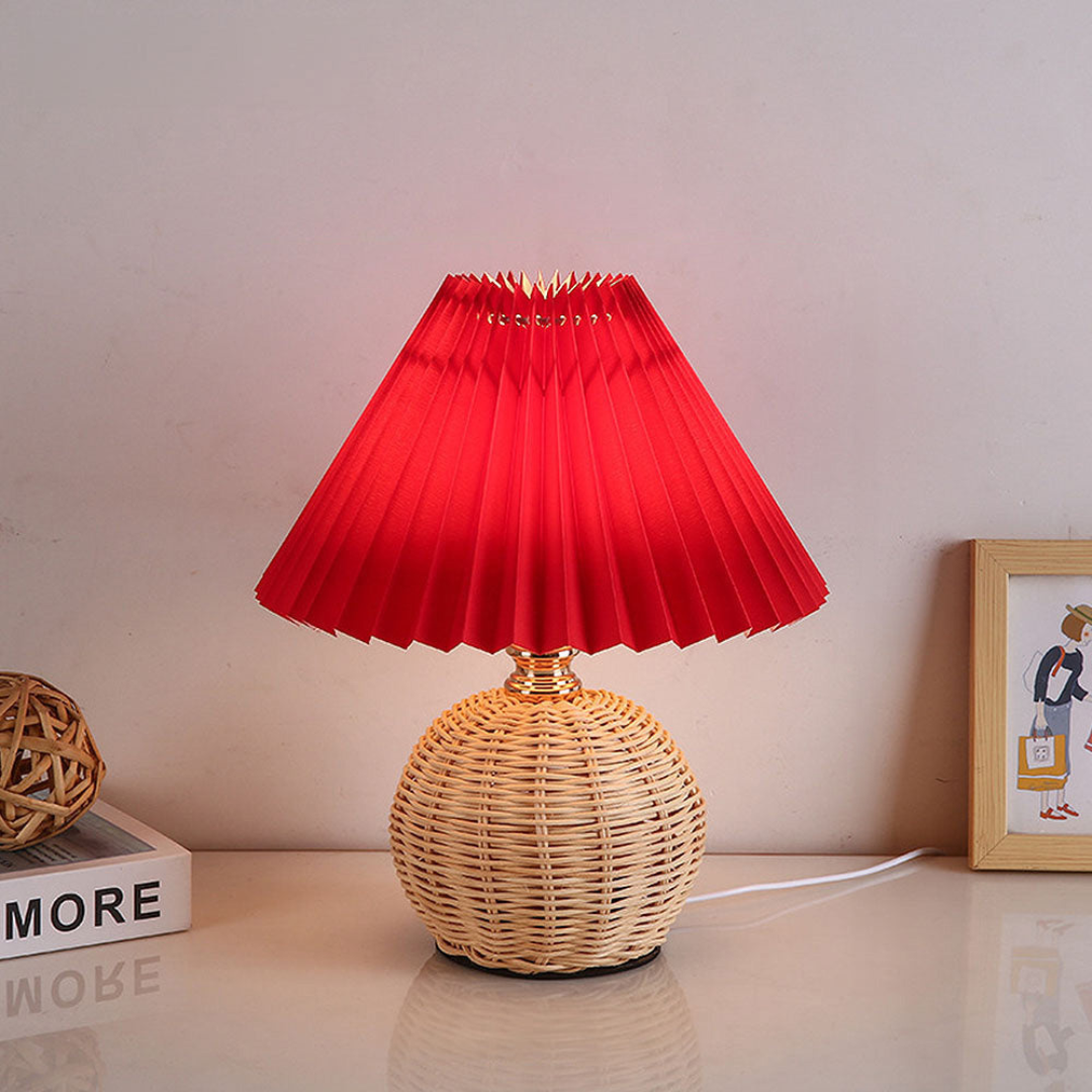 Modern Table Lamp with White Pleated Shade | Kalsten