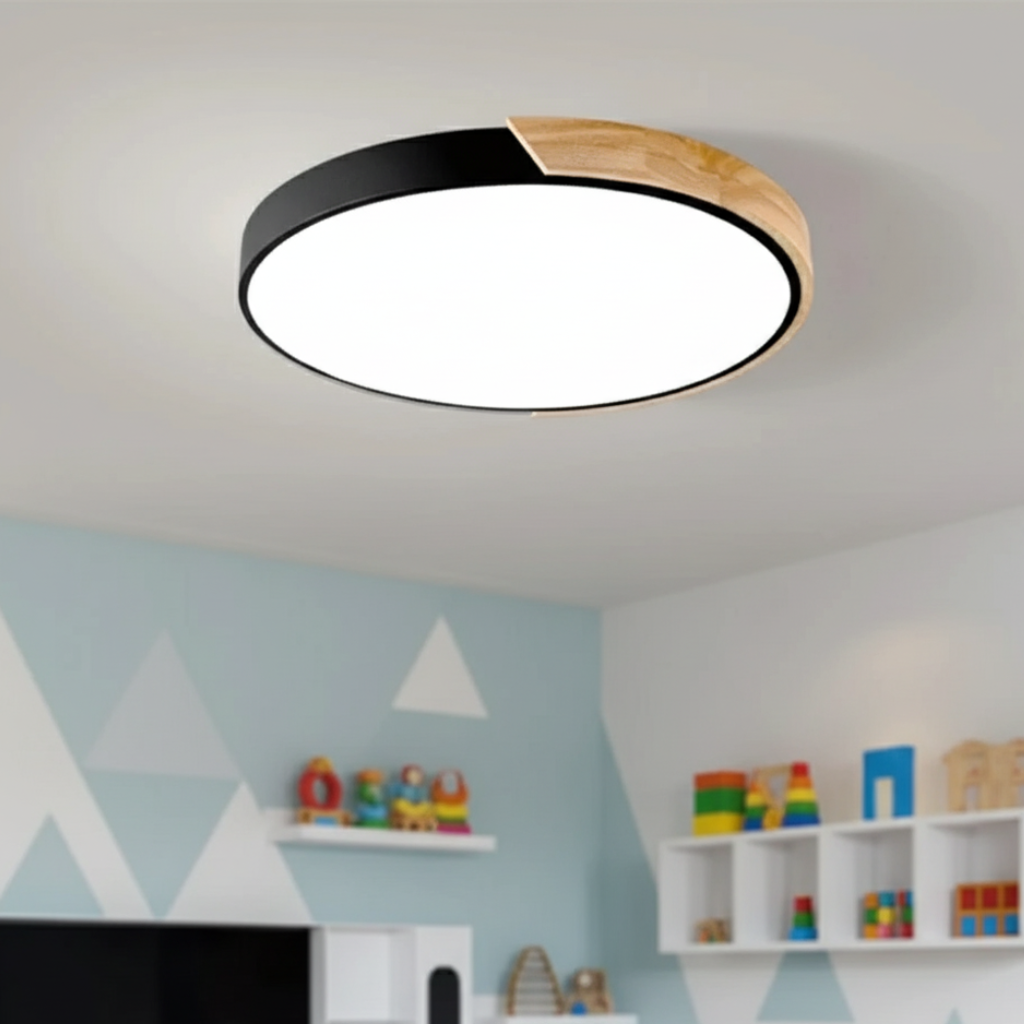 Splice Wood-Accent Dimmable Flush Mount
