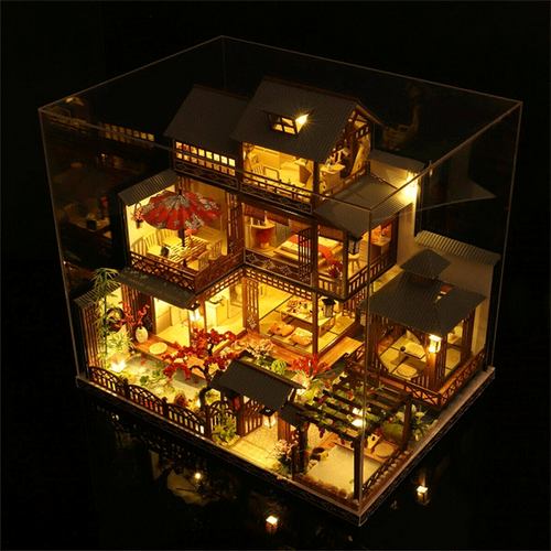 Skanto | Large Realistic Dollhouse | DIY Wooden Model with LED | Farmhouse Style