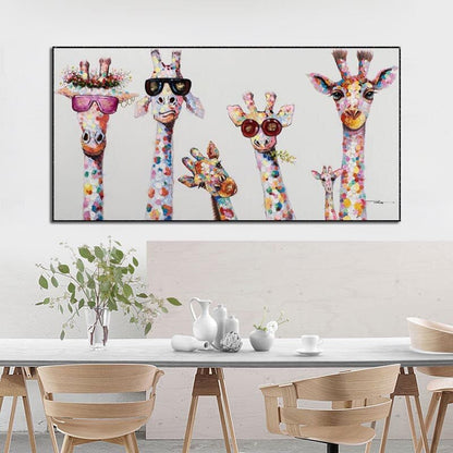 Cartoon Giraffe - Canvas Wall Art Painting | Skanto