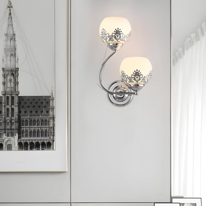 2-Light Glass Flower LED Simple European Style Wall Sconces Lighting | Kalsten