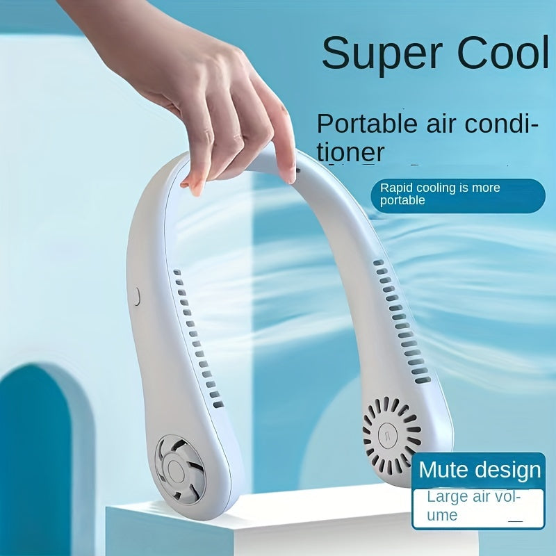 1pc Hands-Free Portable Neck Fan - Rechargeable, Leafless, and USB Powered - Perfect for Desk and Travel Use | Kalsten