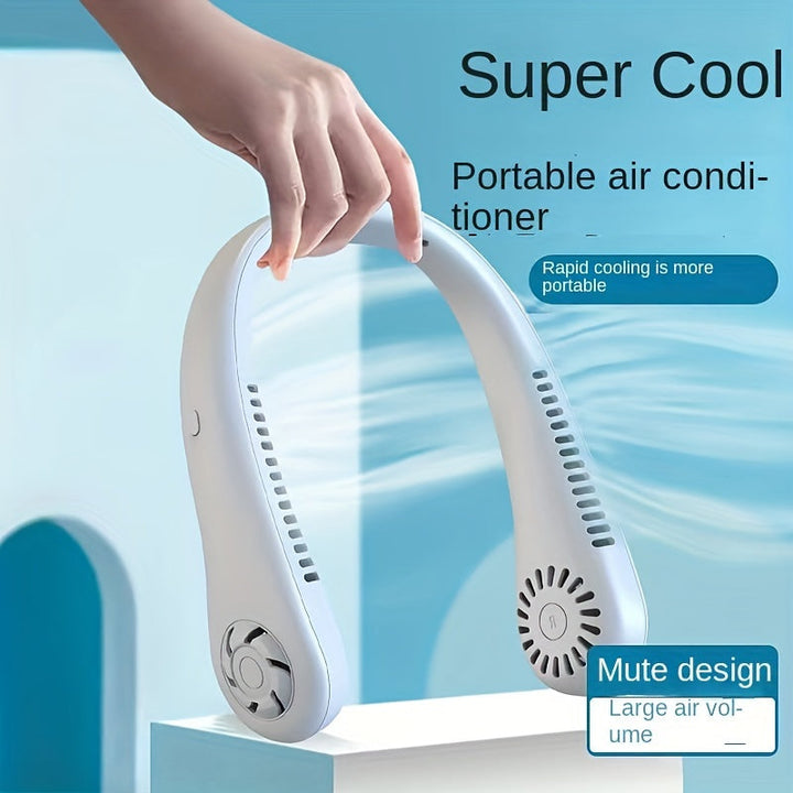 1pc Hands-Free Portable Neck Fan - Rechargeable, Leafless, and USB Powered - Perfect for Desk and Travel Use | Kalsten