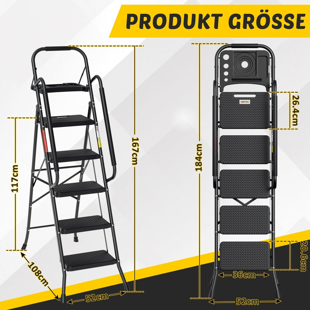Folding Ladder 4 Steps/5 Steps with Removable Armrests | Kalsten