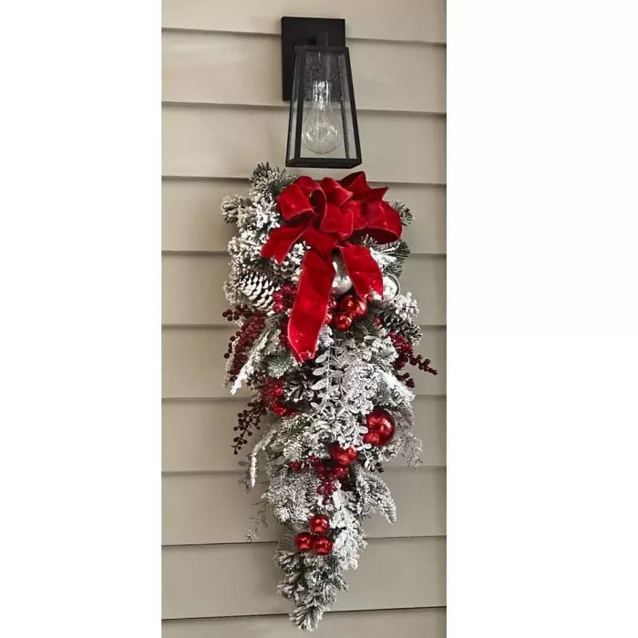 Kalsten | Cordless Prelit Holiday Trim | LED Lights, Auto-Timer & Premium Red/White Decor