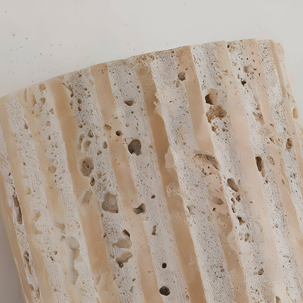 LED Wall Sconce Light – Modern Minimalist Natural Travertine Stone (16.5x9cm / 6.5x3.5in) | Kalsten