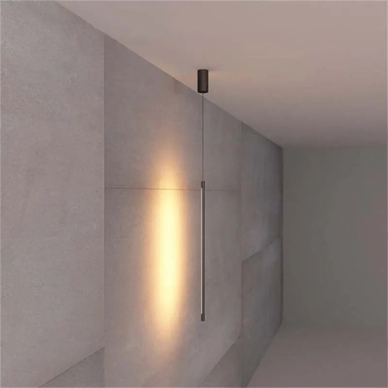 Slim Black Metal Pendant Bedroom Lamp Kalsten