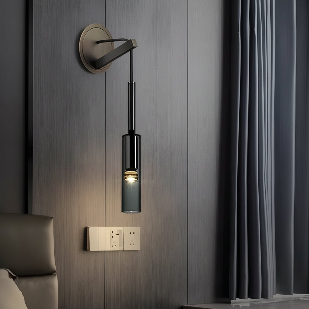 LED Wall Sconce Light – Nordic Smoked Glass Copper (42x7cm / 16.5x2.8in) | Kalsten