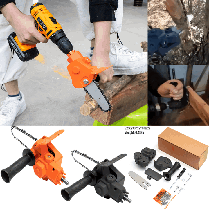 Drill-to-Chainsaw Conversion Attachment – 6 Inch