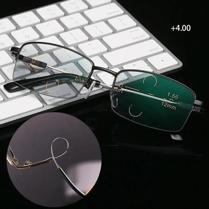Titanium Progressive Far and Near Dual-Use Reading Glasses