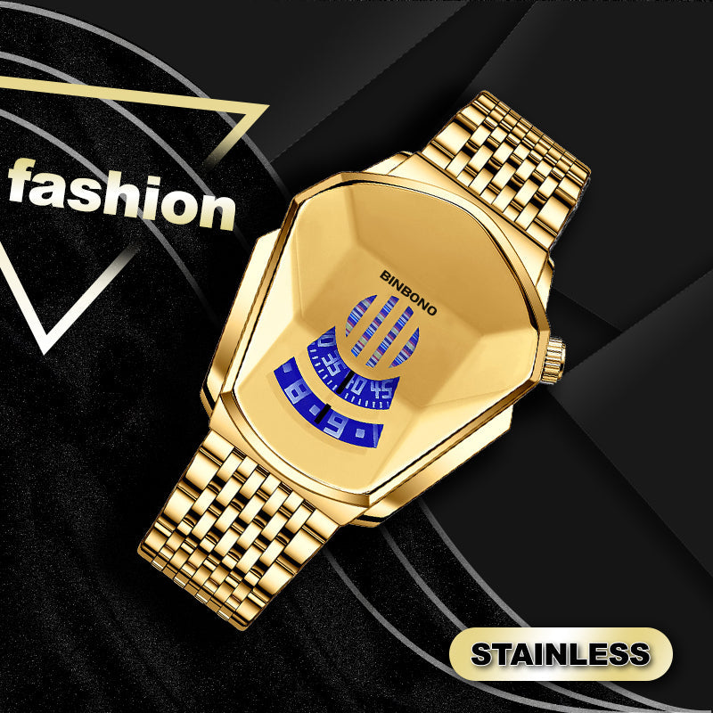 Men's quartz watch in diamond style