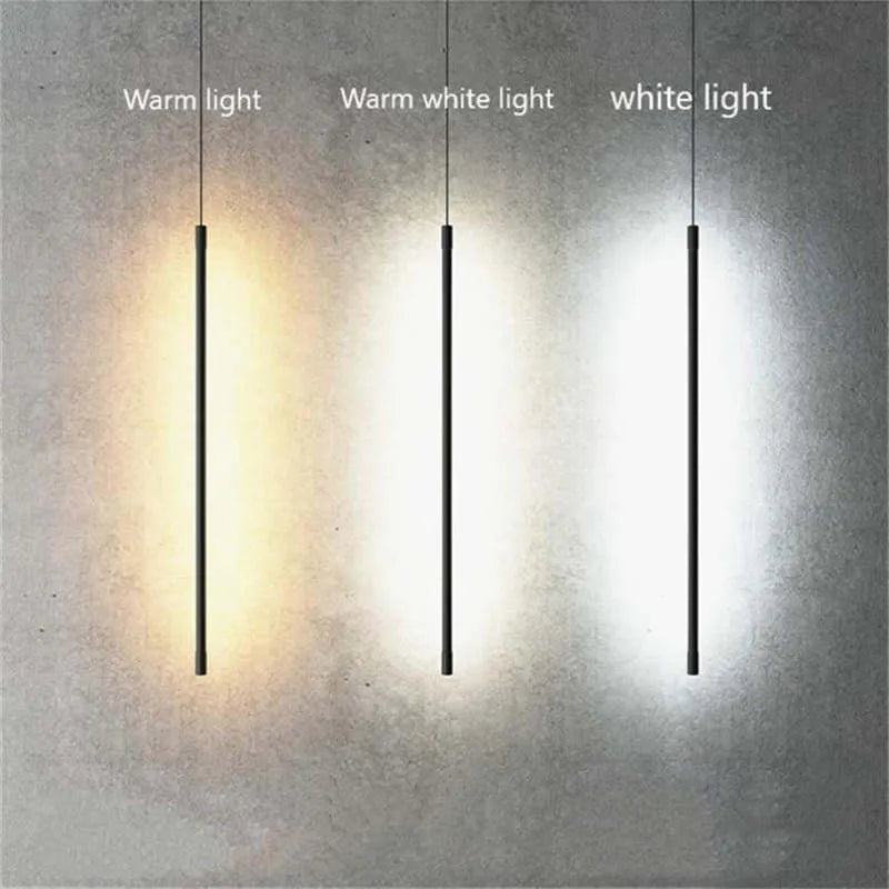 Slim Black Metal Pendant Bedroom Lamp Kalsten