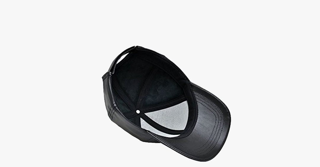 Black Leather Adjustable Baseball Cap | Kalsten