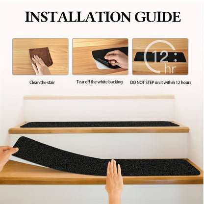Skanto | Non-Slip Stair Treads 10-Pack – 6"x24", 80-Grit, Weather-Resistant