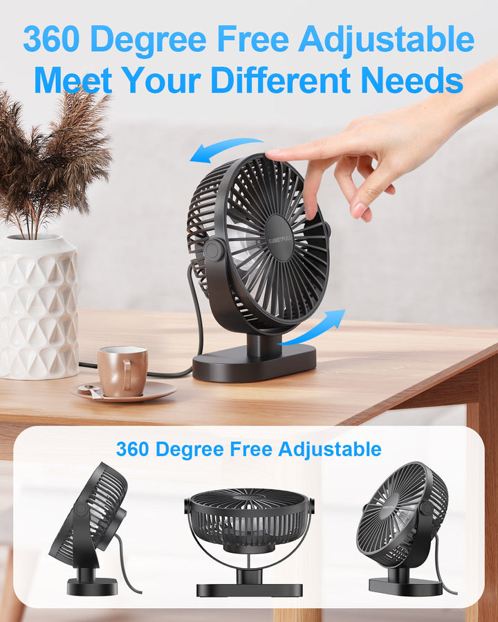 6.5 Inch USB Small Desk Fan for Home Office Car Outdoor Travel | Kalsten