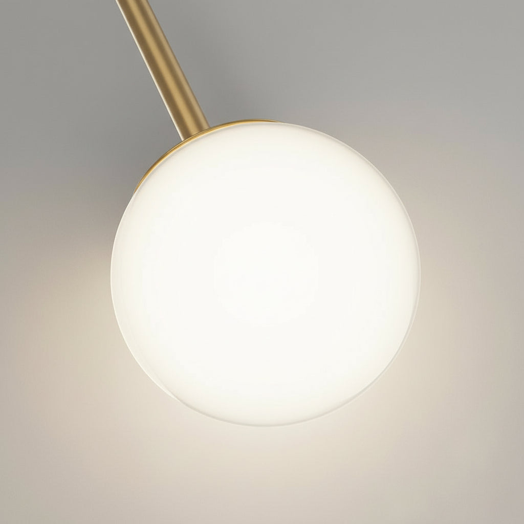 LED Wall Sconce Light – Modern 2-Light Gold Acrylic Ring Frosted Globe (45x23cm / 17.7x9.1in) | Kalsten