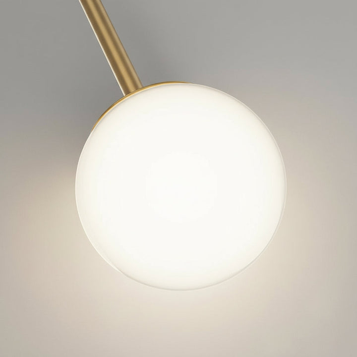 LED Wall Sconce Light – Modern 2-Light Gold Acrylic Ring Frosted Globe (45x23cm / 17.7x9.1in) | Kalsten