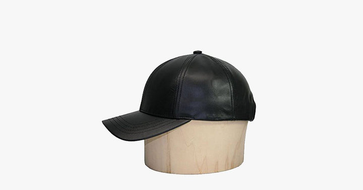 Black Leather Adjustable Baseball Cap | Kalsten