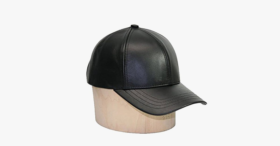 Black Leather Adjustable Baseball Cap | Kalsten