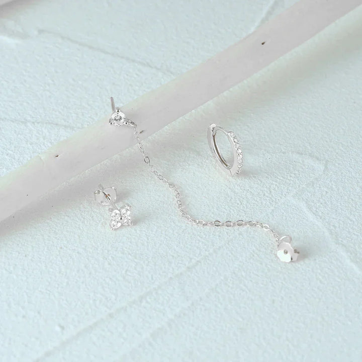 Kalsten | 3pc Dainty Floral Tassel Chain Earrings Set