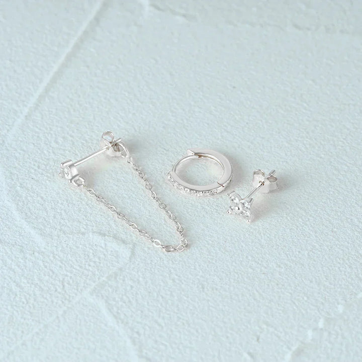 Kalsten | 3pc Dainty Floral Tassel Chain Earrings Set