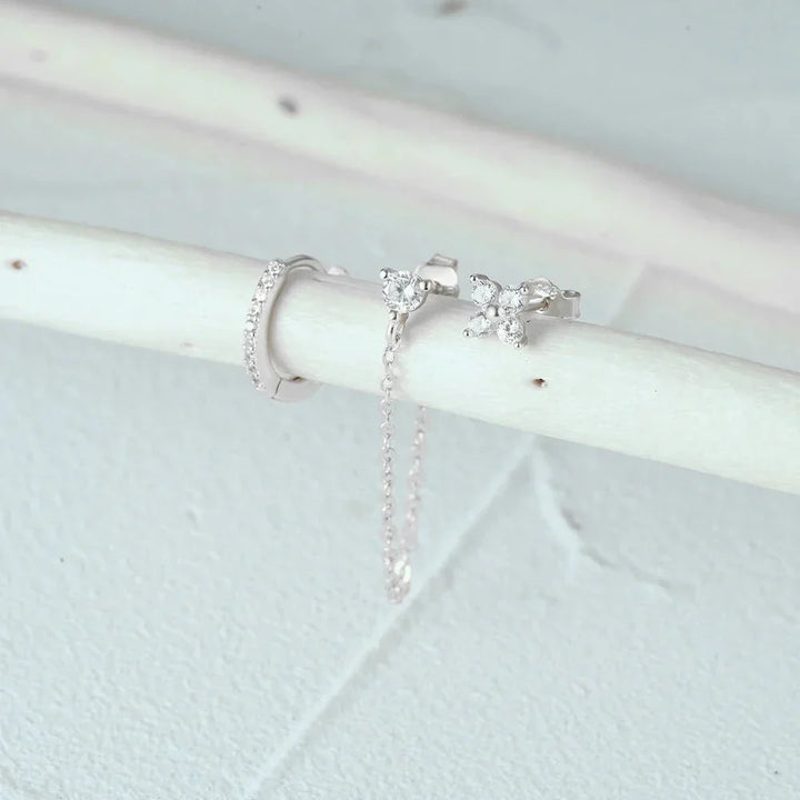 Kalsten | 3pc Dainty Floral Tassel Chain Earrings Set