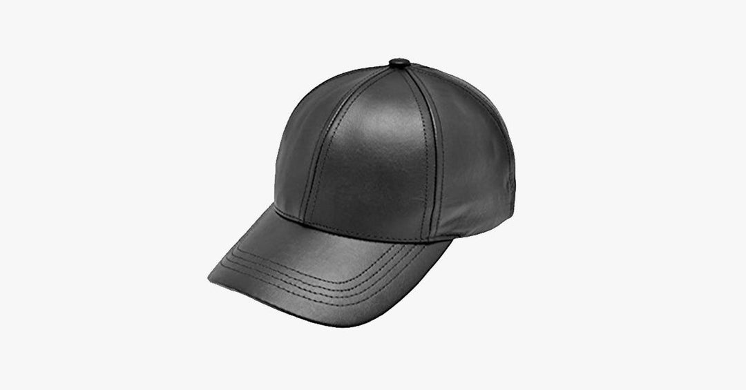 Black Leather Adjustable Baseball Cap | Kalsten