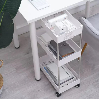 4-Tier Slim Storage Cart Kitchen Bathroom Mobile Shelf with Wheels Skanto