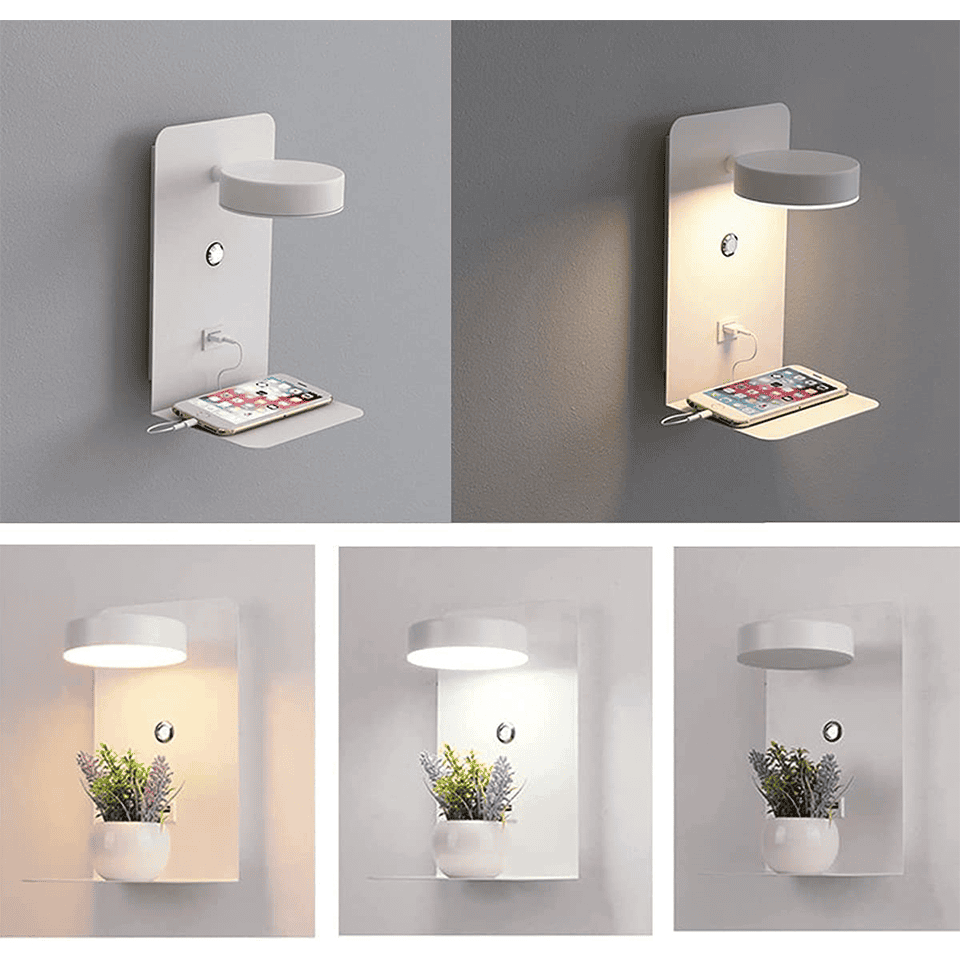 Dimmable LED Wall Lamp with USB Port
