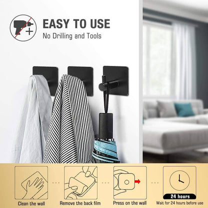 4-Pack: Heavy Duty Durable 304 Stainless Steel Wall Hooks