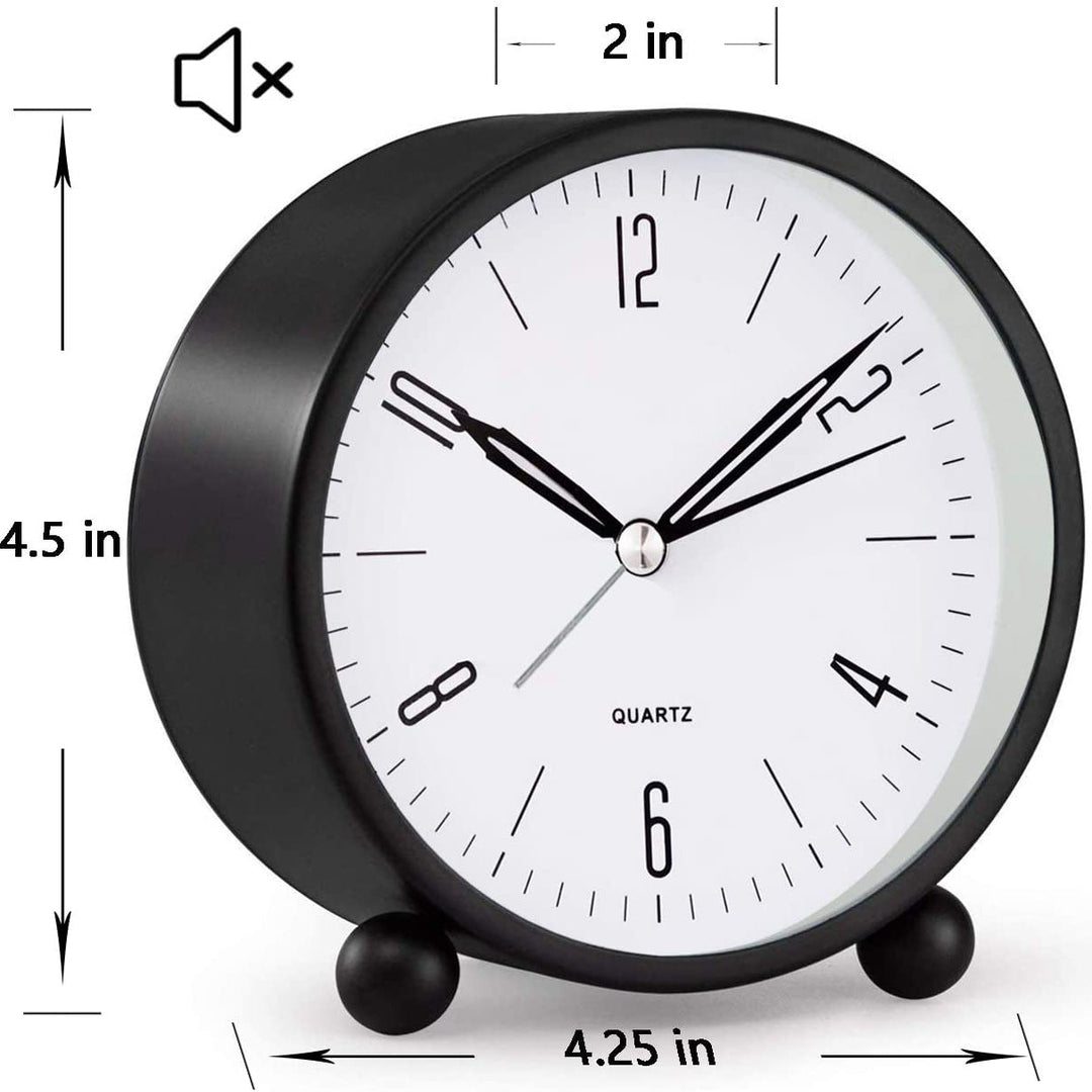 Kalsten | 4" Super Silent Non Ticking Analog Clock with Night Light