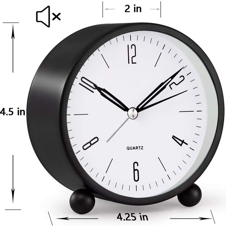 Kalsten | 4" Super Silent Non Ticking Analog Clock with Night Light