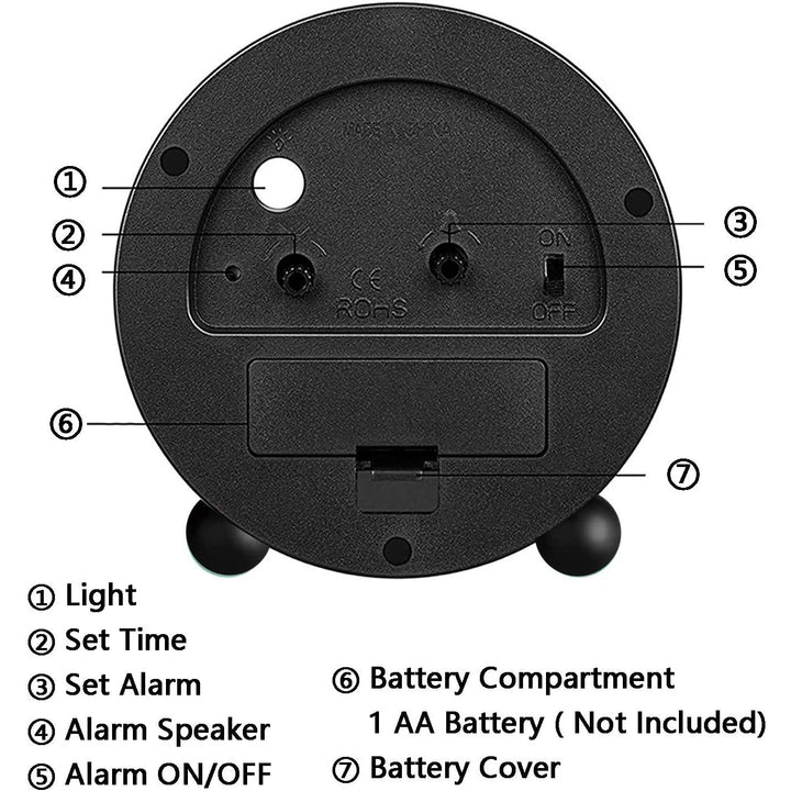 Kalsten | 4" Super Silent Non Ticking Analog Clock with Night Light