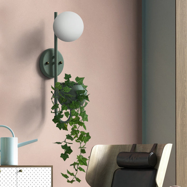 Kalsten | 1 Light Ball Wall Lamp Industrial Yellow/Blue/Green Metal LED Plant Wall Mount Lighting for Restaurant