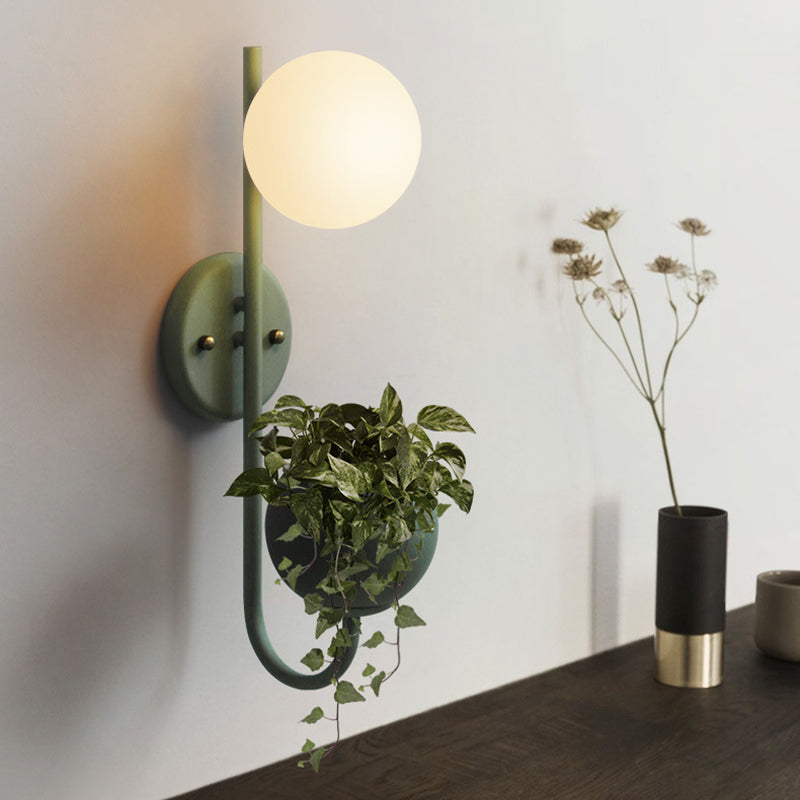 Kalsten | 1 Light Ball Wall Lamp Industrial Yellow/Blue/Green Metal LED Plant Wall Mount Lighting for Restaurant