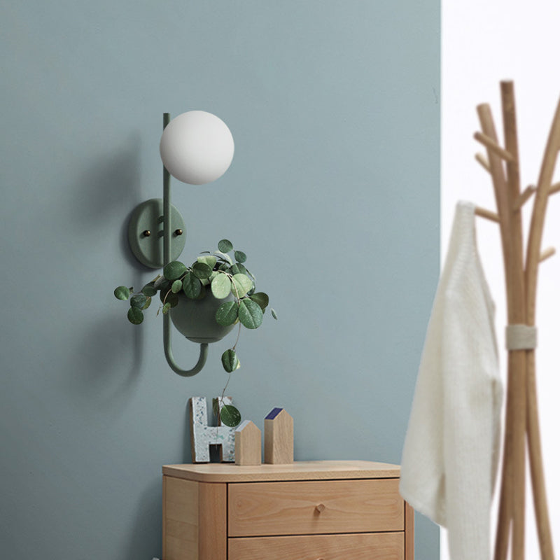 Kalsten | 1 Light Ball Wall Lamp Industrial Yellow/Blue/Green Metal LED Plant Wall Mount Lighting for Restaurant