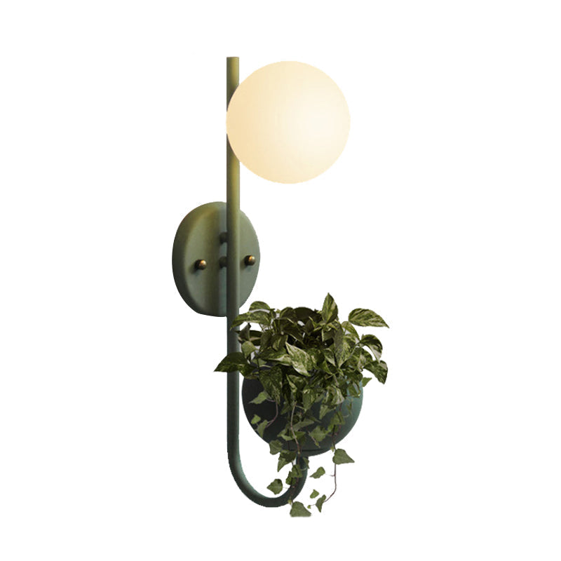 BowLift | 1 Light Ball Wall Lamp Industrial Yellow/Blue/Green Metal LED Plant Wall Mount Lighting for Restaurant