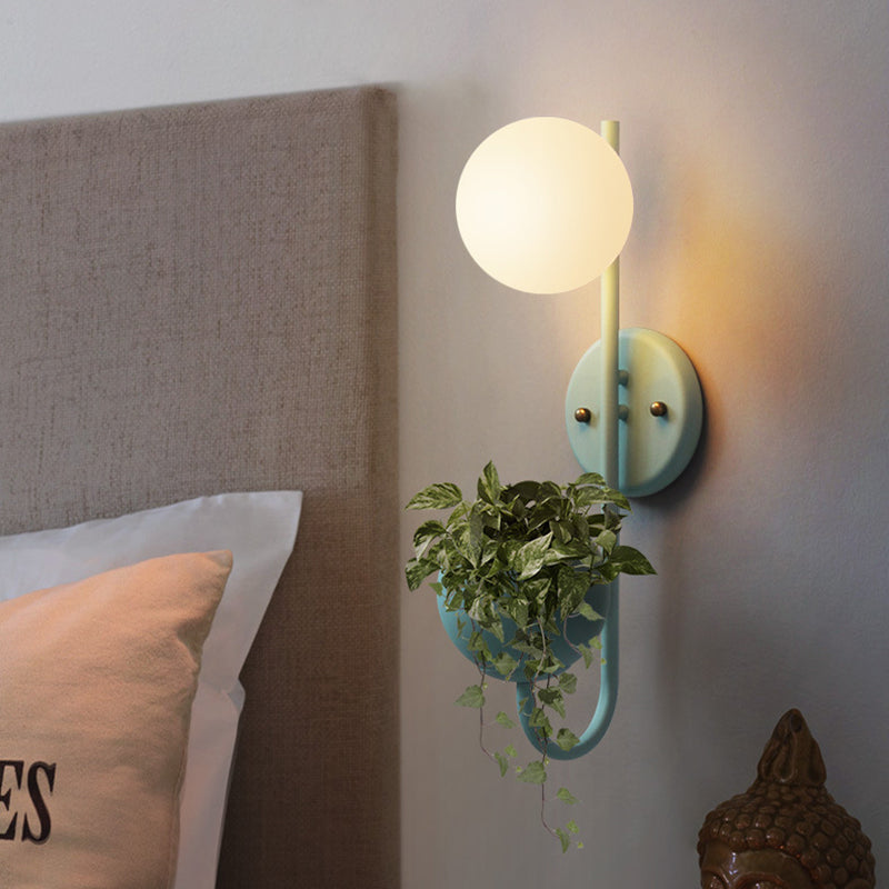 Kalsten | 1 Light Ball Wall Lamp Industrial Yellow/Blue/Green Metal LED Plant Wall Mount Lighting for Restaurant